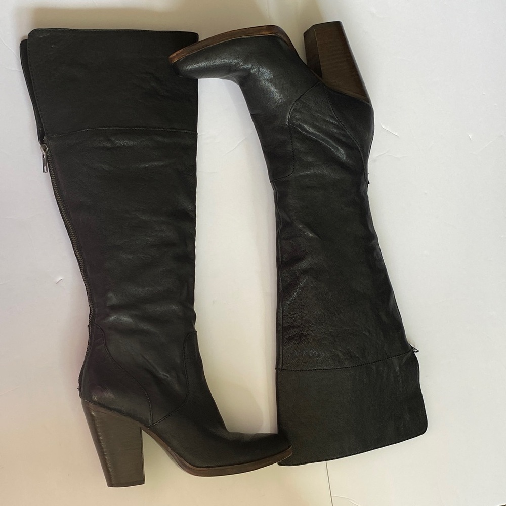 Leather Steve Madden Black Knee High Heeled Boots Women’s 8 - Picture 11 of 11